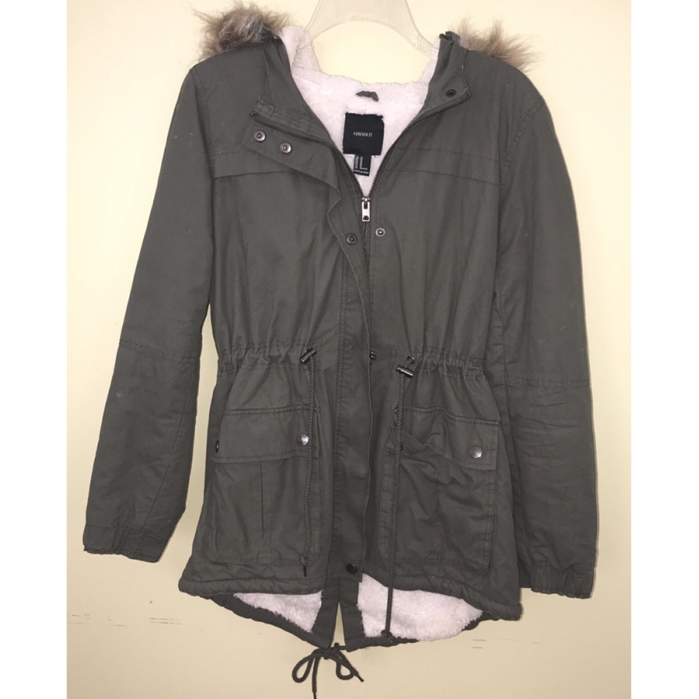 Forever 21 Green Parka Coat